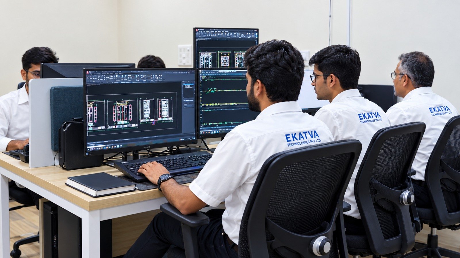 Engineer at an electrical control panel